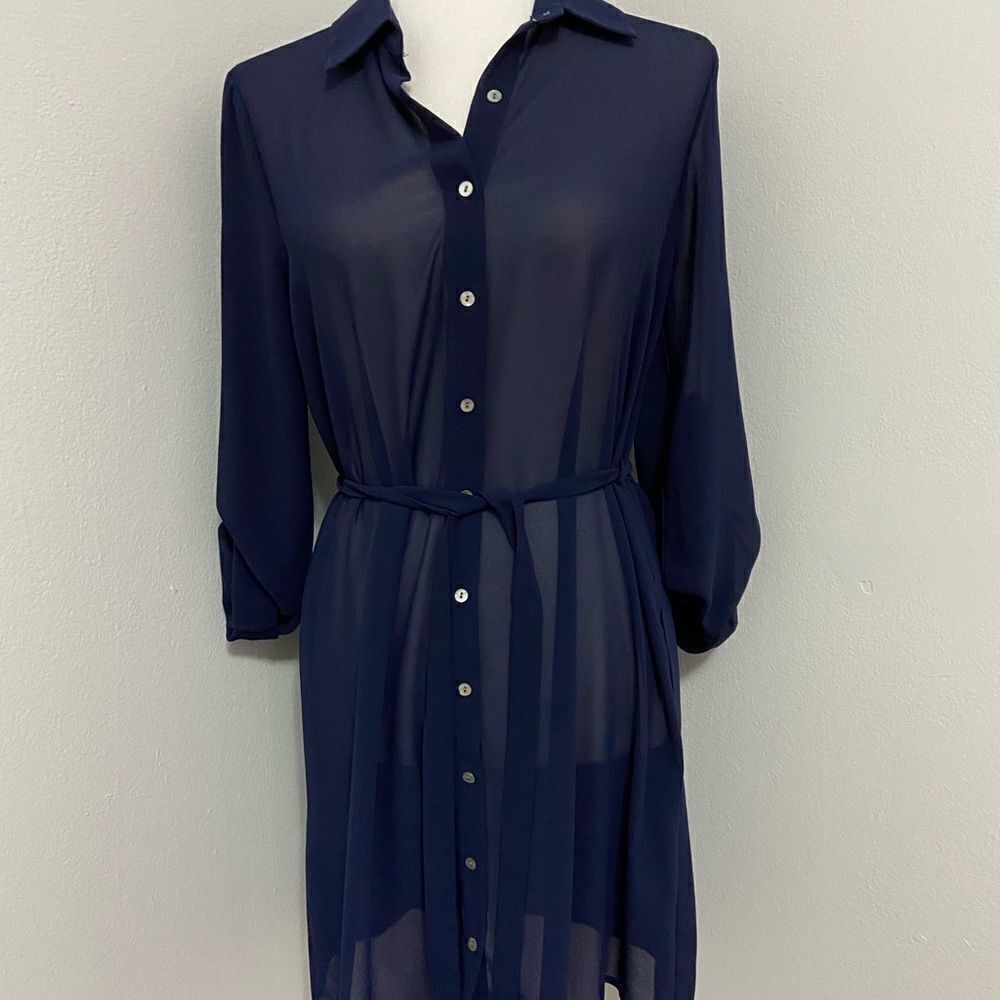Forever 21 Navy Sheer Work Dress
